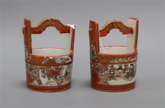 A pair of Japanese Kutani buckets height 12cm